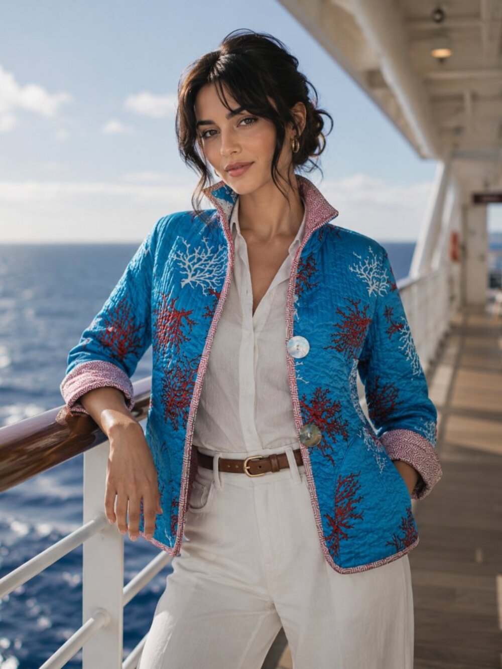 PATTY KIM Coral reversible quilted beach jacket